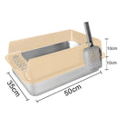 Stainless steel litter, Cat litter box, Semi-closed Cat toilet home with eclabus Protection, cleaning spovel included, litter for large cats, cats and rabbits