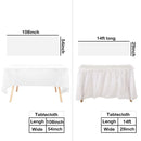 Disposable Table Skirts with Tablecloth Ruffled Plastic Table Skirt for Wedding Party Birthday Business Events Baby Shower White