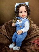 55 cm/22 inch Realistic Girl Reborn Baby Doll Silicone Vinyl Full Body Doll Reborn with Curls Birthday XMAS Easter Gift Toy