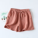 Summer Couple Sleep Pants Cotton Crepe Nightwear for Men and Women Pajama Shorts Elastic Waist Sleep Bottoms Sleeping Shorts