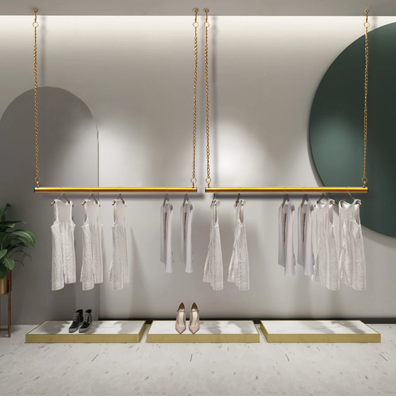 Gold Metal Clothing Rack, Adjustable Height 180cm, Space-Saving Stand for Home, Office, Retail Stores, Corrosion-Resistant