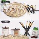 3pcs Swabs Holder Bathroom Container, Storage Box Cotton Ball/Swabs Dispenser, Apothecary Jar Organizer for Storage Wood Lids