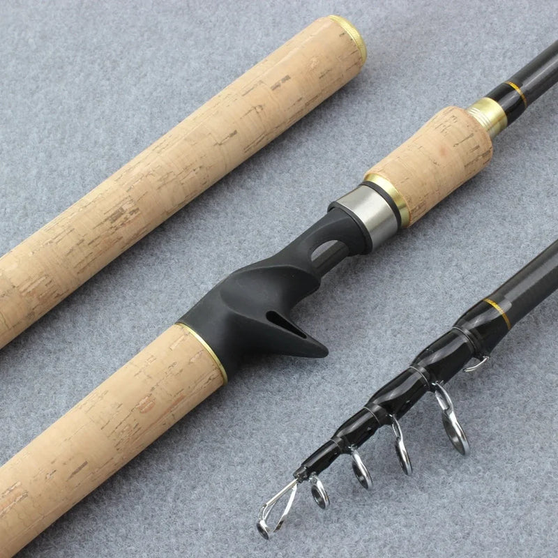 High Quality 1.8m 2.1m 2.4m 2.7m  Spinning Rod carbon telescopic fishing rod lure rod wooden handle pole Fishing Tackle