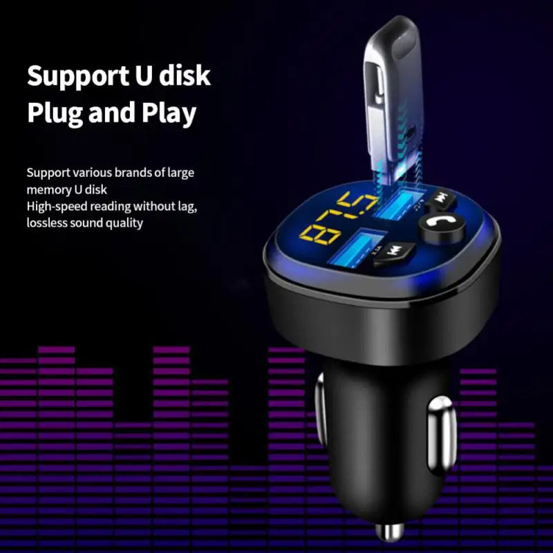 Car Bluetooth 5.0 FM Transmitter Digital Display Dual USB Multifunctional Fast Charger MP3 Player Cigarette Lighter Accessories