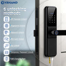YRHAND Tuya WiFi-App-Entriegelung, biometrisches elektronisches wasserdichtes Fingerabdruck-IC-Karten-Smart-Türschloss für Zuhause