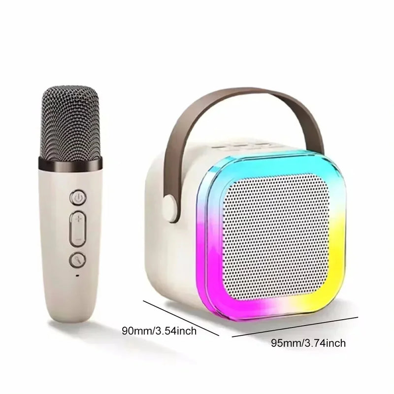 K12 Bluetooth portable karaoke speaker system with 1-2 wireless microphones, suitable for home corner