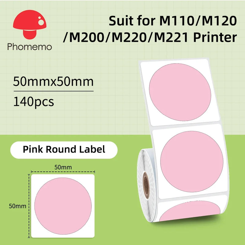 Phomemo Mini Printer Thermal White/Color/Round/Transparent Sticker Self Adhesive Waterproof Sticker For M110 M220 M221 M120 M200