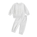 2026 Neuheiten Kleidung für kleine Mädchen Trainingsanzug 2-teiliges Set Warmer Fleece Einfarbiger Pullover+Hose Loungewear-Anzug für Kinder