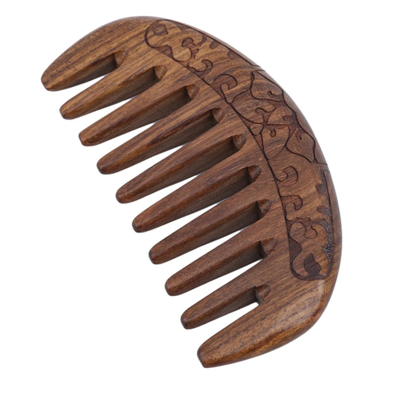 Pocket Wooden Comb Natural Black Gold Sandalwood Super Wide Tooth Wood Combs No Static Lice Beard Comb Hair Styling