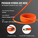 SucceBuy Retractable Air Hose Reel 50FT Hybrid Compressor Hose Reel 5In Wall Mount Heavy Duty Double Arm Stainless Steel Reel