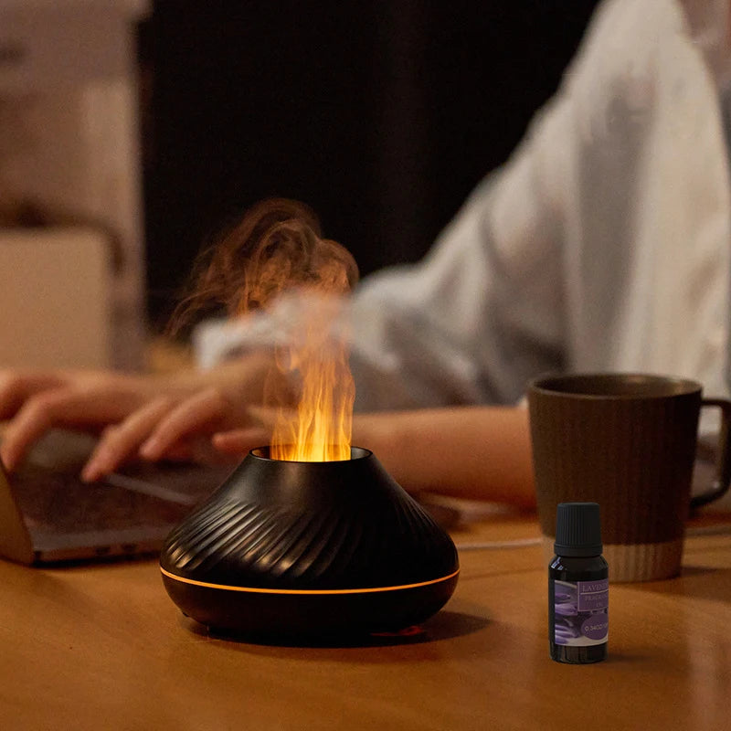 Volcanic Flame Aroma Diffuser Essential Oil Lamp Use Electric Air Humidifier Cool Mist Maker With LED Night Light  For Home