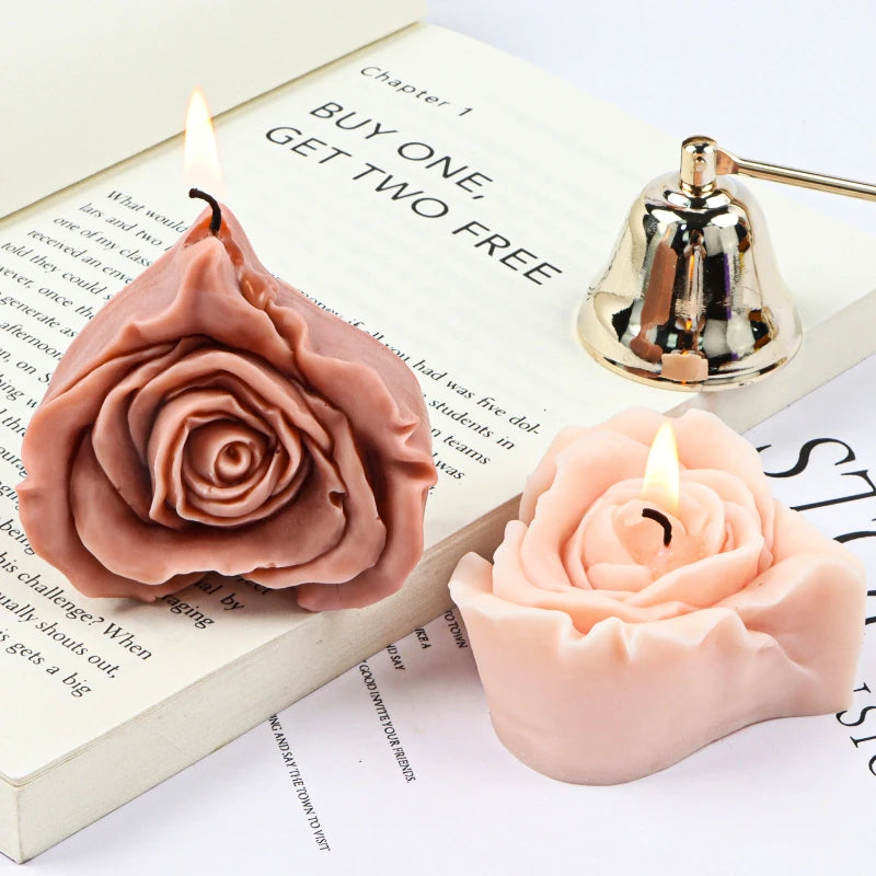 3D Love Rose Candle Silicone Mold DIY Heart Flowers Candle Making Soap Resin Chocolate Mold Valentine's Gifts Craft Home Decor