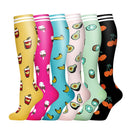6 PAIRS Compression Socks Flowers Animal Fruit for Men Women Running Nurse Socks Nurses Sport Ladies Lady Womens Running