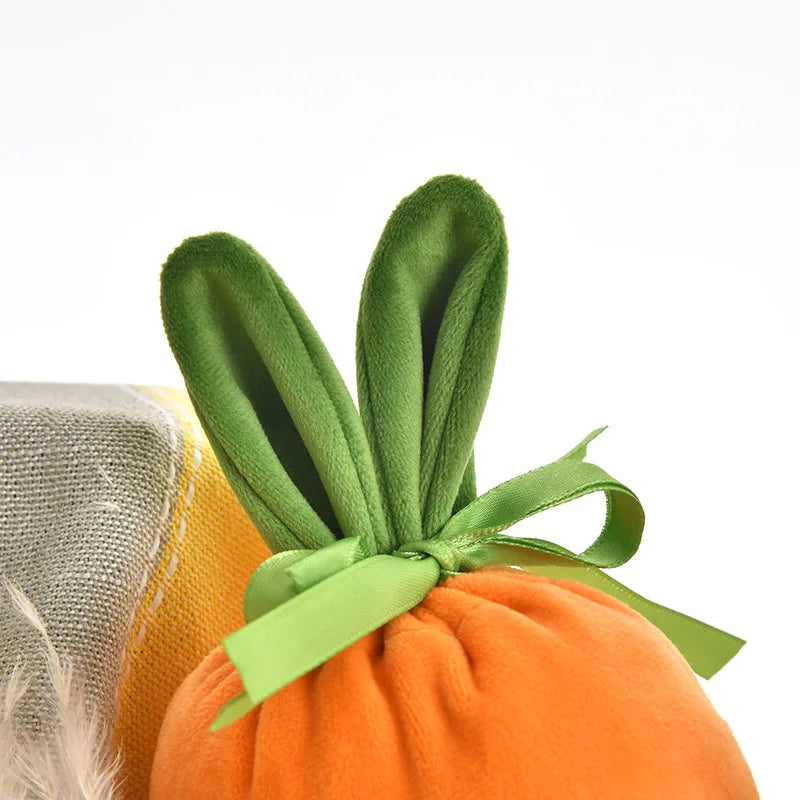 2024 Easter Velvet Gift Bag Easter Carrot Velvet Jewelry Basket Easter Rabbit Ear Candy Bags With Drawstring For Party Supplies