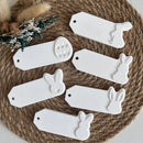 6 in 1 Easter Rabbit Egg Pendant Silicone Mold Easter Hanging Label Casting Molds Bunny Aromatherapy Plaster Hanging Tag Mold