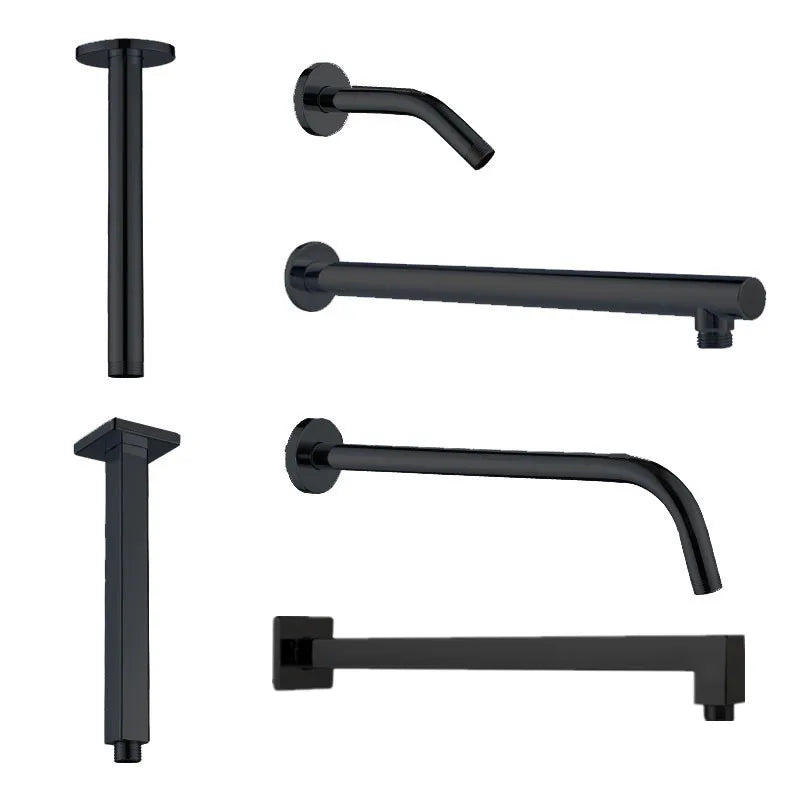 1pcs Black Round/Square Shower Arm Shower Head Support Holder Ceiling Wall Mounted Fixed Bathroom Rod Faucet Replacement Parts