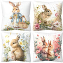 Easter Floral Bunny Print Pillowcase Nordic Home Decor Pillowcase Holiday Bedroom Living Room Decoration Polyester Cushion Cover