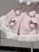 The Rabbitry | Two-Piece Furry Slip Dress and Hooded Cape Set