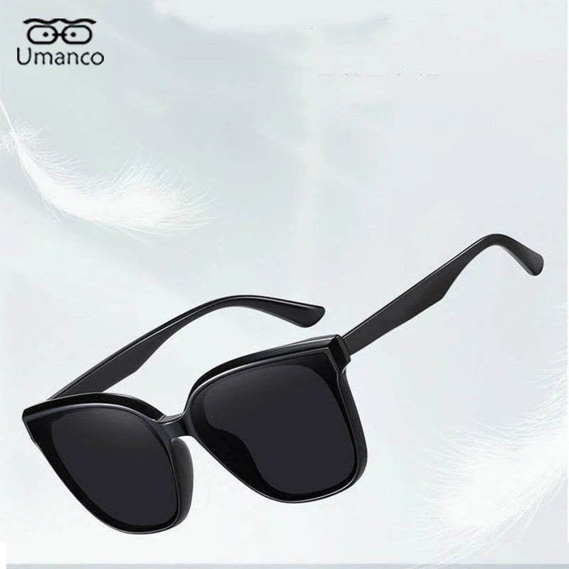 Umanco Fashion Polarized Myopia Sunglasses for Men Women Oversized Square Driver Sunglasses UV400 Designer Nearsight Glasses