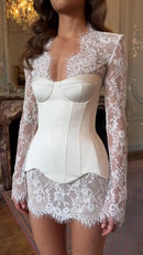 The Nocturne | Lace Corset Mini Dress with Fishbone Waist