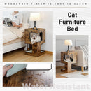 Wood Cat Condo House Bed with Removable Soft Mats Modern Cat Tree Tower with Scratching Pad Cat Scratcher Furniture Kitten Toys
