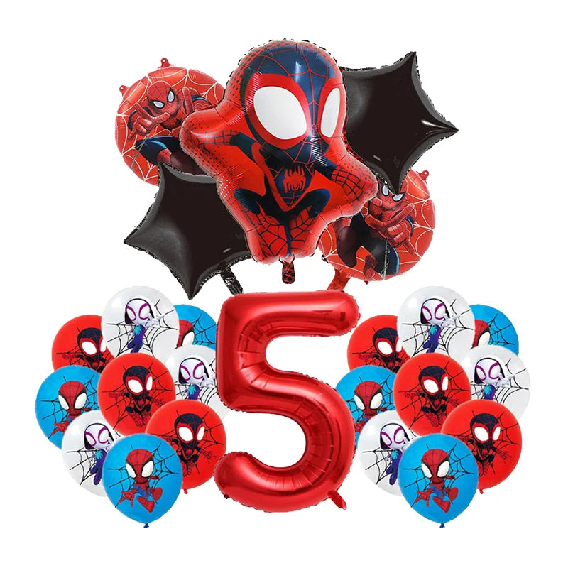 Spiderman Birthday Decorations New Spiderman Aluminum Film Balloon Disposable Tableware Party Plates Straw Supplies Baby Shower