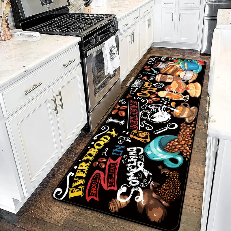 3D Printed Gourmet Kitchen Rug Bathroom Non-Slip Flannel Floor Mat For Living Room And Entrance Door Home Decoration Products