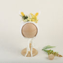 Newborn Wool Felt Fox Flower Bonnet Newborn Photography Props Baby Animal Floral Garden Hat Photo Shoot
