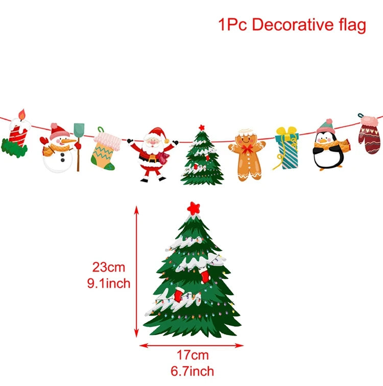 Christmas Banner 2023 Merry Christmas Decorations for Home Garland Santa Claus Navidad Natal Xmas Gift Noel Decor New Year 2024