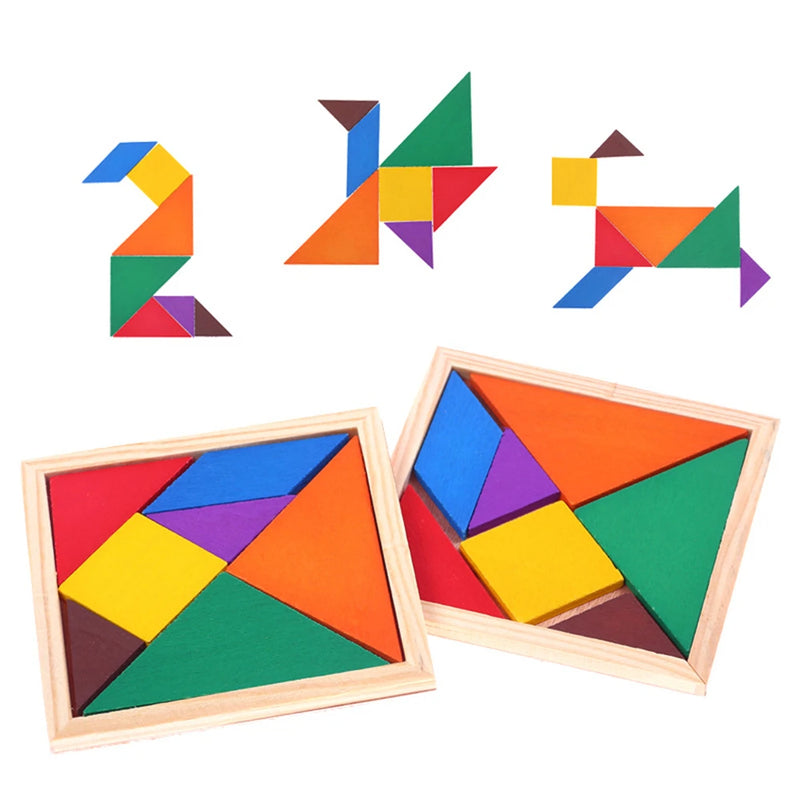 12Set Wooden Children's Tangram Puzzle Educational Toy Birthday Party Gift Giveaway Back to School Gift Kindergarten Party Prize