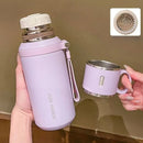 JUSTINLAU 600/800ML Thermos Cup Kitchen Vacuum Flasks with Tea Strainer Stainless Steel Portable Travel Thermal Water Bottles