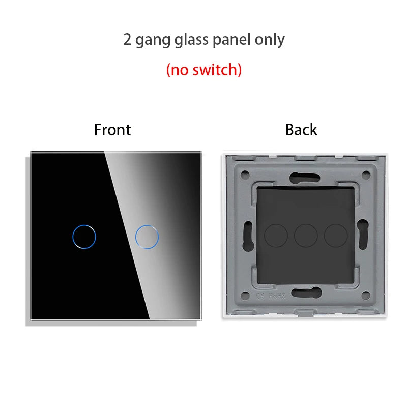 Bingoelec DIY 1/2/3/4 gang Wall Touch Switch Only Crystal Glass Panel 86mm Pearl White Black Golden Grey Glass Frame DIY-Parts