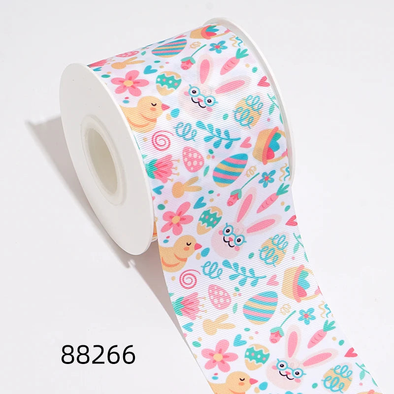 DIY Cartoon Easter Egg Bunny Printed Grosgrain Ribbon For Craft Supplies Sewing Accessories 5 Yards. 88266