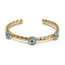 Glücksbringer Offene Manschettenarmreif Goldfarben Kupfer Mehrfarbiger Türkischer Böser Blick Armreif für Frauen Mädchen Modeschmuck BD168