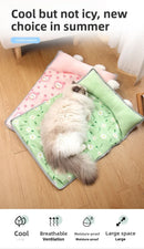 Dog's Nest Cat's Nest Summer Ice Silk Cold Mat Dog's Nest with Pillow Teddy Small Medium Sized Dog Bed Four Seasons Universal