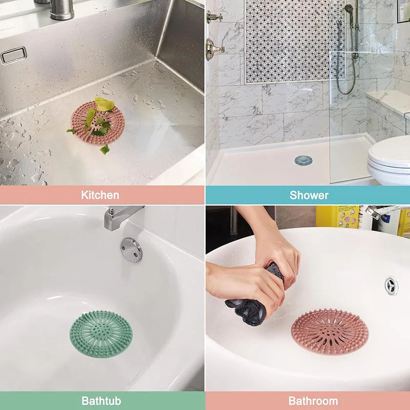 Hair Silicone Drain Strainer Shower Catcher Hair Sewer Filter Floor Drain Strainer Kitchen Deodorant Plug Bathroom Accessories