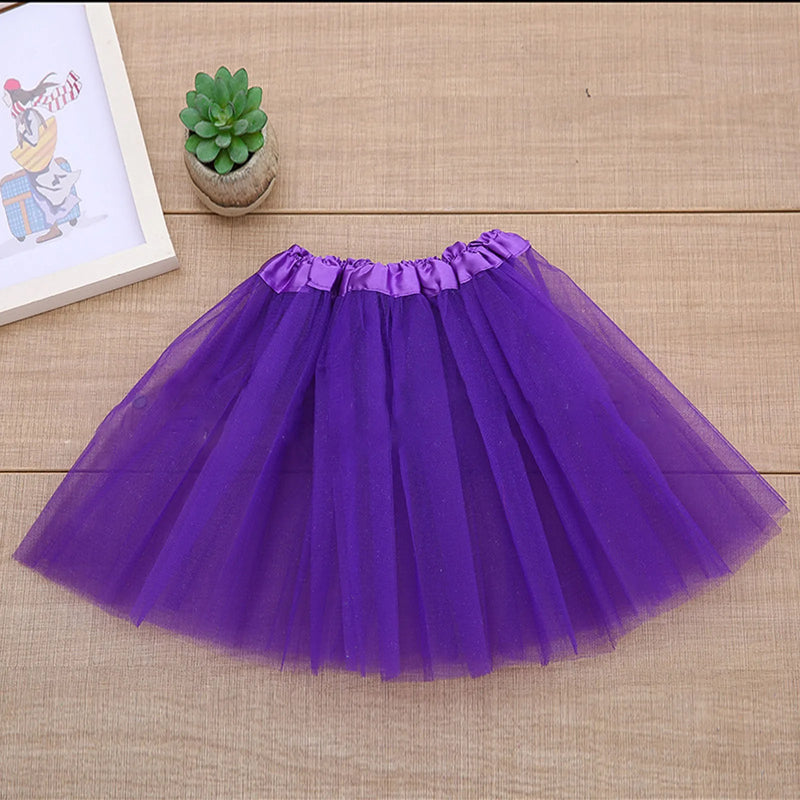 Fashion Kids Mesh Miniskirts Girls Princess Solid White Dance Ballet Tutu Brand Party Dress Girl Faldas Skirt Elastic Clothes