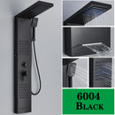 LED Duscharmatur Badezimmer SPA Massagedüse Dusche Mattschwarz Säulensystem Wasserfall Regendusche Panel Bidet Sprühhahn