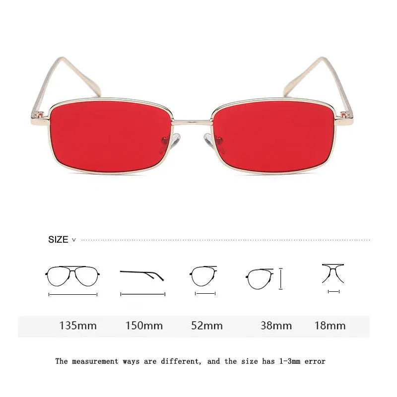 Fashion Small Rectangle Sunglasses Men Women Vintage Square Driving Sun Glasses Luxury Brand Metal Frame Eyewear