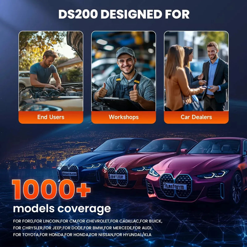 ANCEL DS200 OBD2 Car Diagnostic Tools All System Code Reader 15 Reset FCA Autoauth Automotive Scanner WiFi Lifetime Free Update