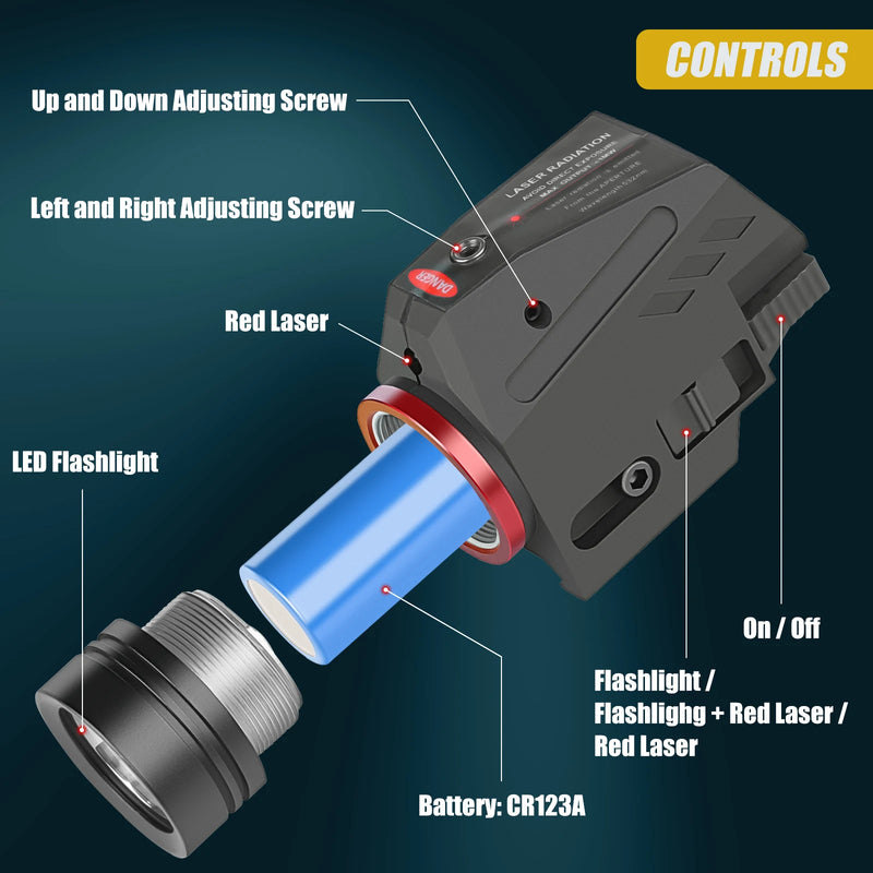 SPINA OPTICS Tactical Universal Red Dot Laser LED Flashlight Sight Combination Suitable For Glock 17 19 18C 24 etc