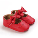 Spring and Autumn New Newborn Girl Infant Anti slip Walking Shoes, Girl Baby Red Comfortable Rubber Sole Bow Shoes Walking Shoes