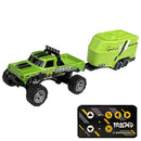 Mini RC Monster Truck with Lights & Trailer Remote Control Truck USB-C Rechargeable Adjustable Speed/Steering Children Toy Gift