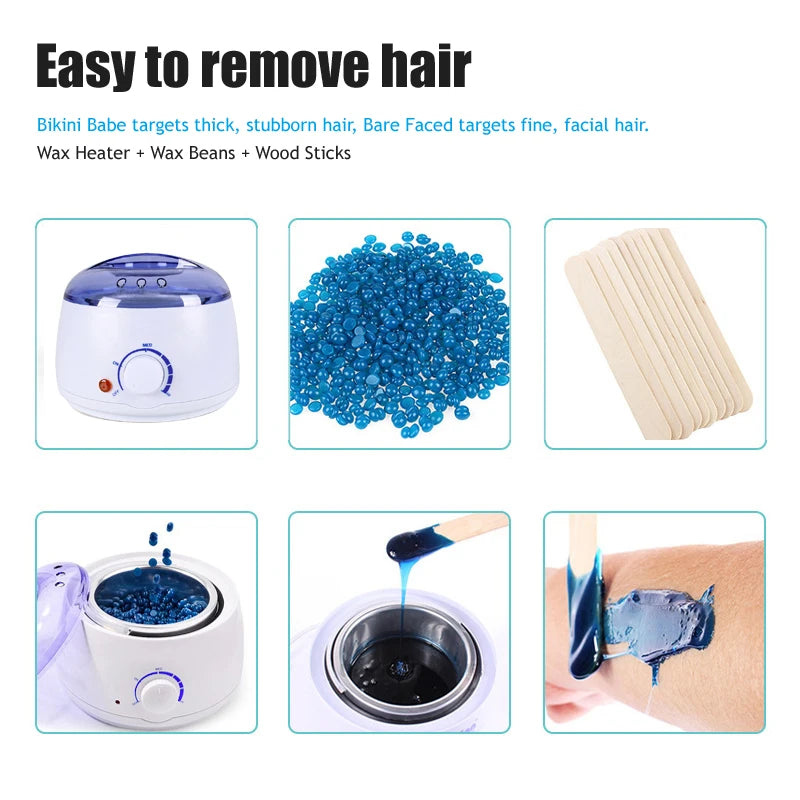 Wax Machine Kit for Hair Removal Waxing Heater and Beans Kit Depilatory Epilator Wax-melt Pot Paraffin Warmer Heating Machine