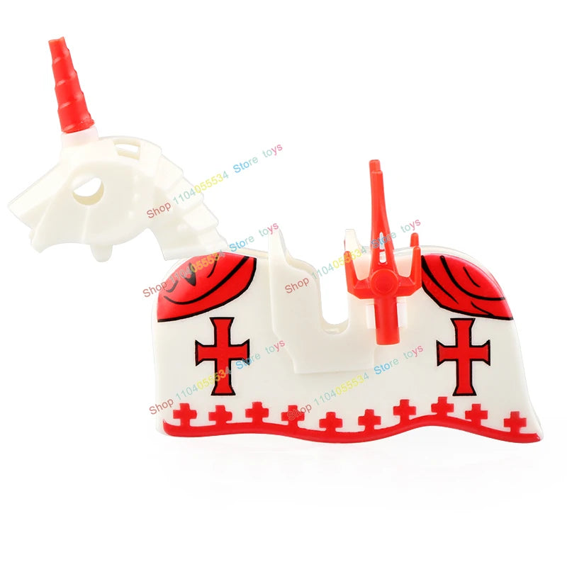 MOC Medieval Military Series Castle Roman Knight Horse Saddle Soldiers War Horses Building Block Accessories Kids Education Toy