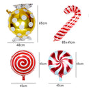 6Pcs Christmas Candy Cane Foil Balloons Round Windmill Lollipops Candy Helium Foil Balloons for Xmas Wedding Birthday Decoration
