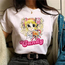 Candy Candy Kawaii T-shirt Casual Round Neck Short Sleeved Women's Fashionable Loose Short Sleeved Trendy Women's Clothing Tops
