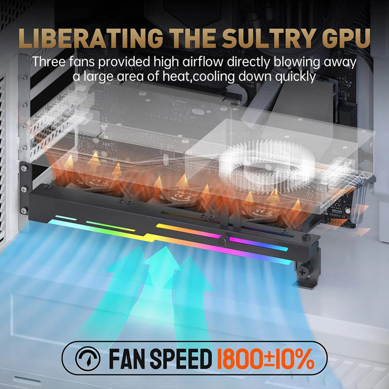 GCC-PRO Graphics Card Radiator Holder PC Cooling Fan 5V 3Pin ARGB Horizontal GPU Video Card Stand 1800RPM Cooling Fan for PC