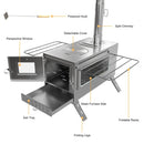 The Hearthkeeper | Portable Stainless Steel Tent Stove with 7-Pipe Chimney System