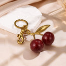 ZAKOL Fashion Red Cherry Keychain Summer Fruits Cherries Pendant Keyring For Women Men Jewelry Bag Accessories Gift
